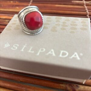 Silpada Coral Samba Ring Sterling Silver Size 5,5
